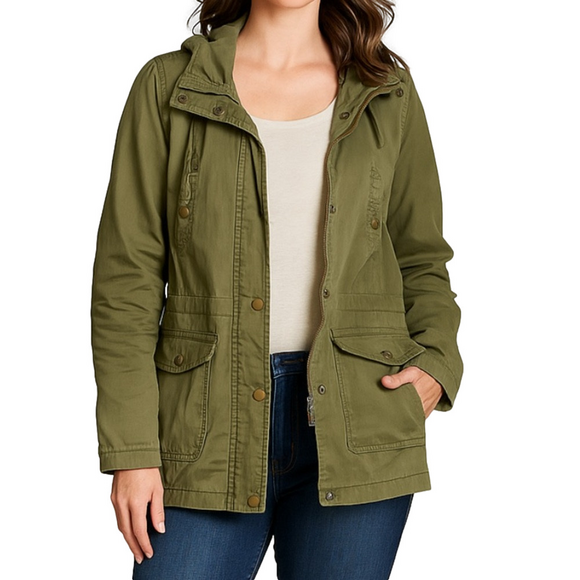 Love Tree Jackets & Blazers - Love Tree army green light hooded jacket size small